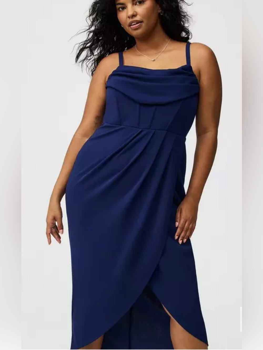 Xscape Navy Blue Strappy Midi Dress